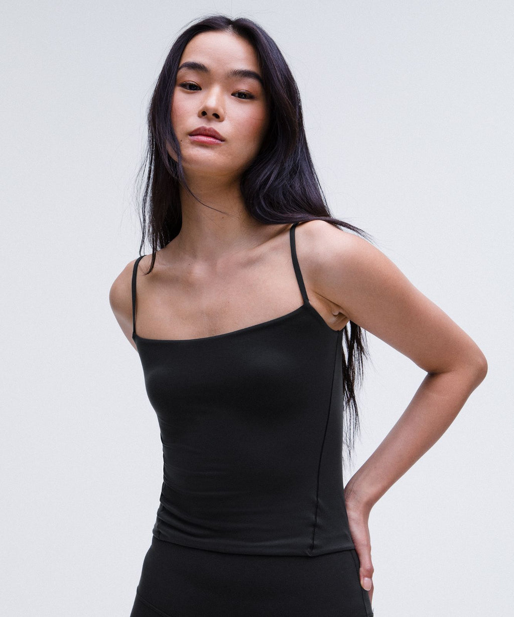 Wundermost Ultra-Soft Nulu Spaghetti-Strap Cami Tank Top Black