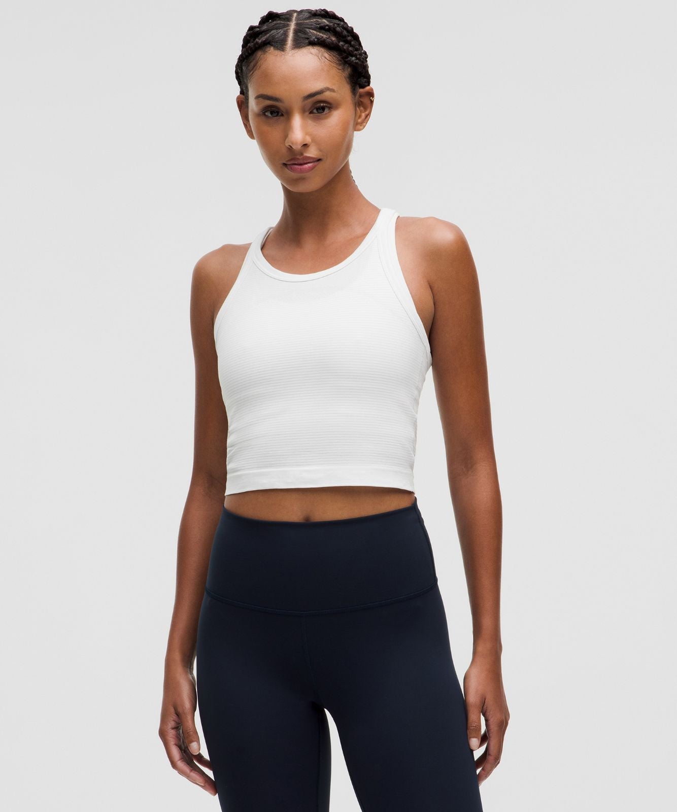 Swiftly Tech Cropped Racerback Tank Top 2.0 White/White