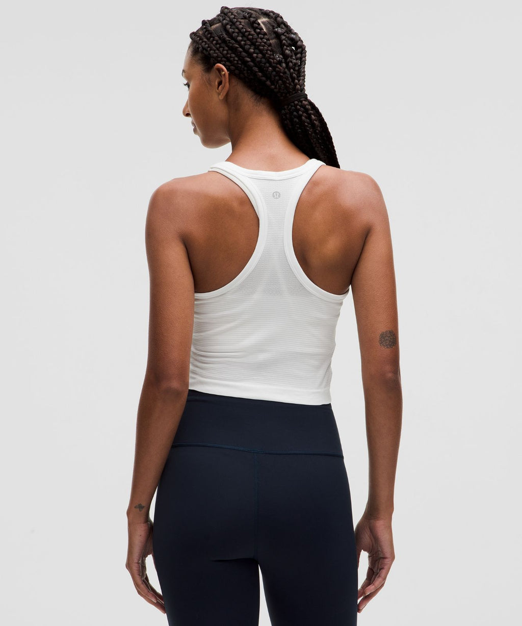 Swiftly Tech Cropped Racerback Tank Top 2.0 White/White
