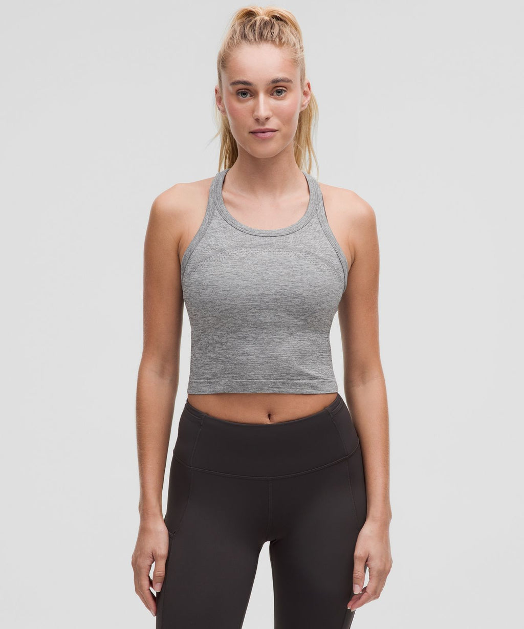 Swiftly Tech Cropped Racerback Tank Top 2.0 Slate/White