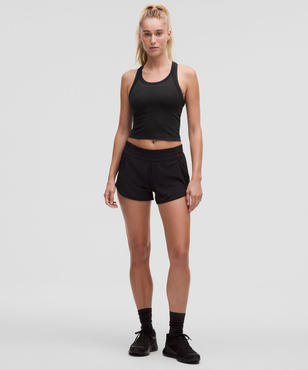 Swiftly Tech Cropped Racerback Tank Top 2.0 Black/Black