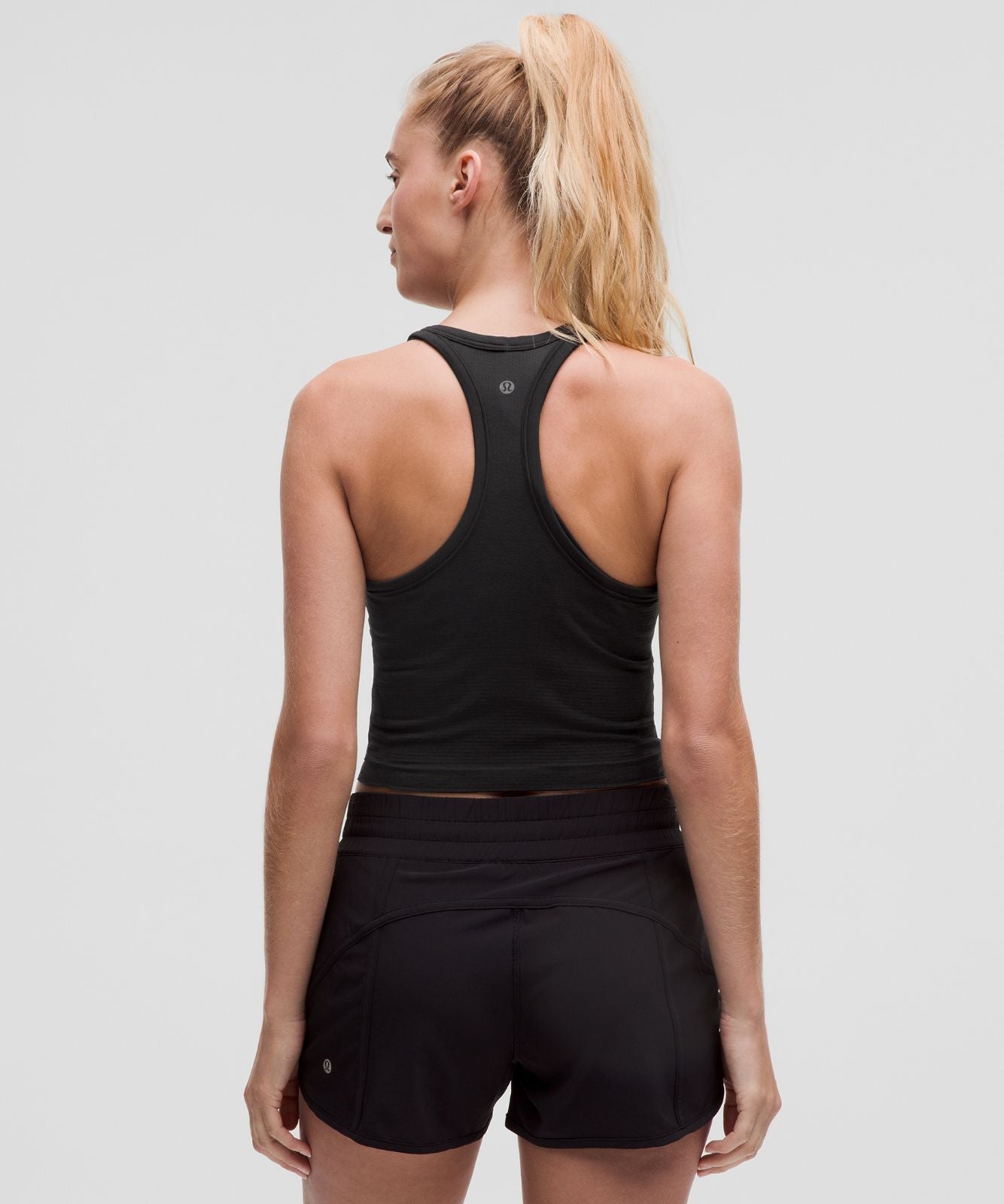 Swiftly Tech Cropped Racerback Tank Top 2.0 Black/Black