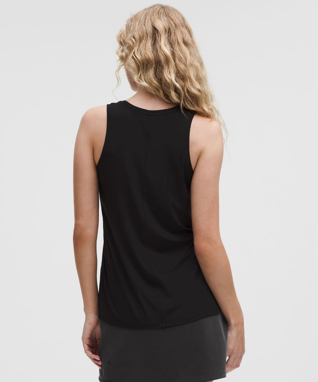 SilkyAppeal Side-Slit Tank Top Black