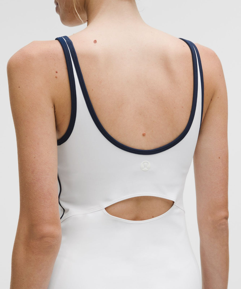 Scoop-Neck Cutout Tennis Dress White/Club Blue