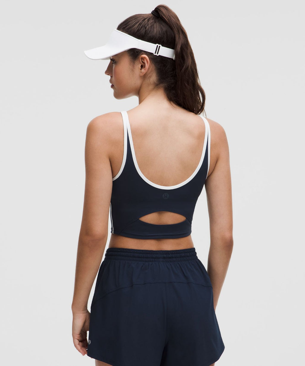 Scoop-Neck Cutout Tennis Tank Top *Medium Support, B/C Cup Club Blue/White