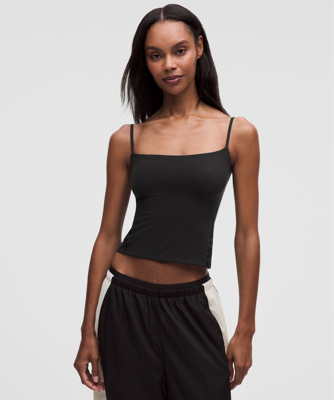 Wundermost Ultra-Soft Nulu Spaghetti-Strap Adjustable Cami Black