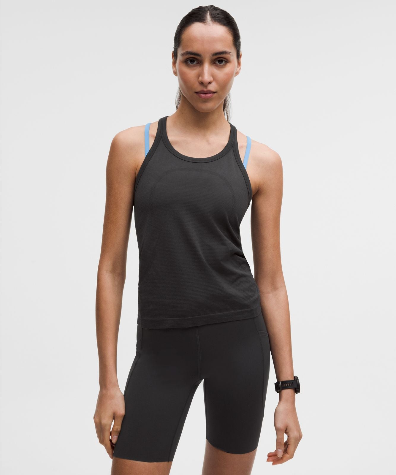 Swiftly Tech Round-Neck Racerback Tank Top 2.0 *Waist Length Black/Black