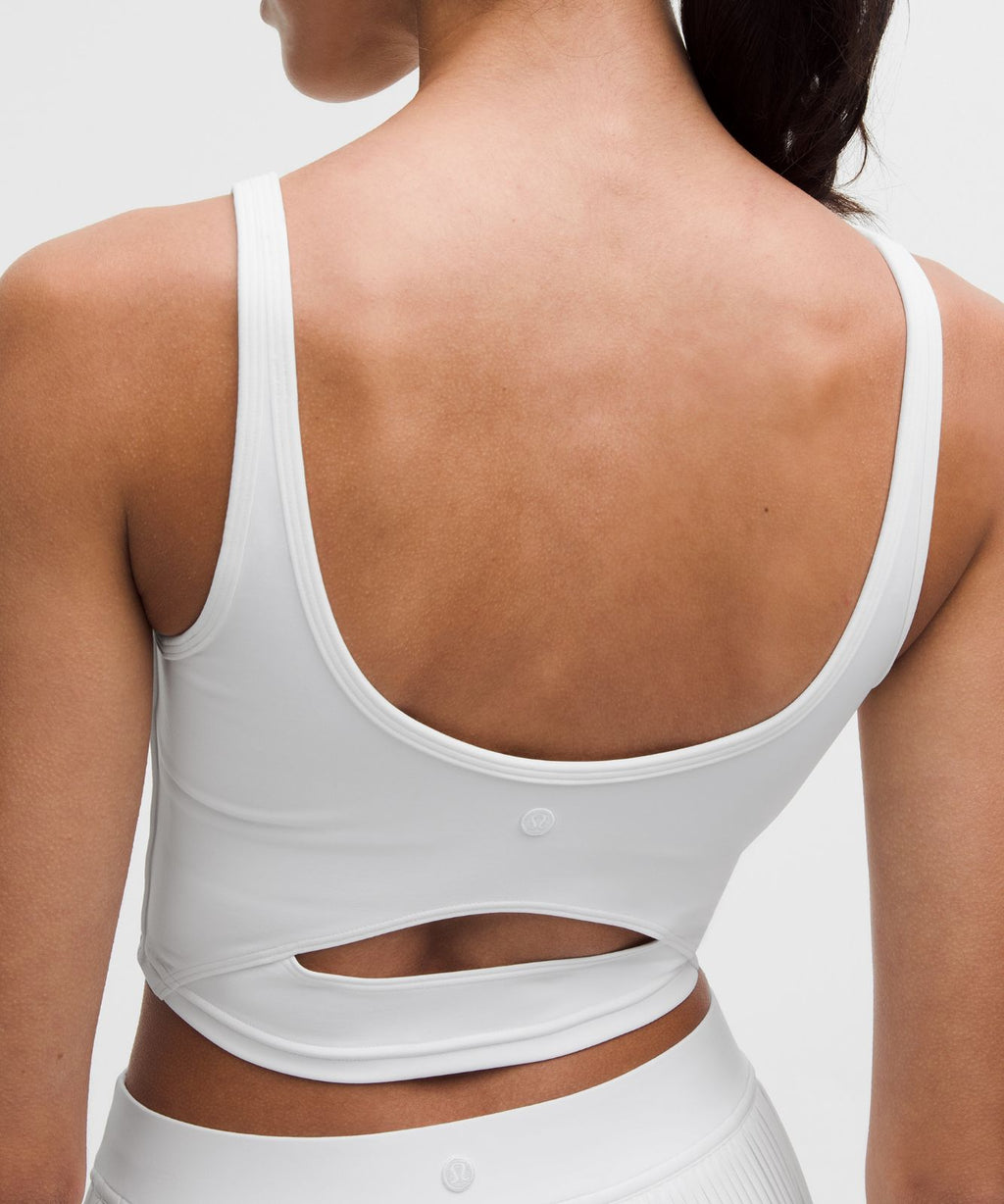 Scoop-Neck Cutout Tennis Tank Top *Medium Support, B/C Cup White/White