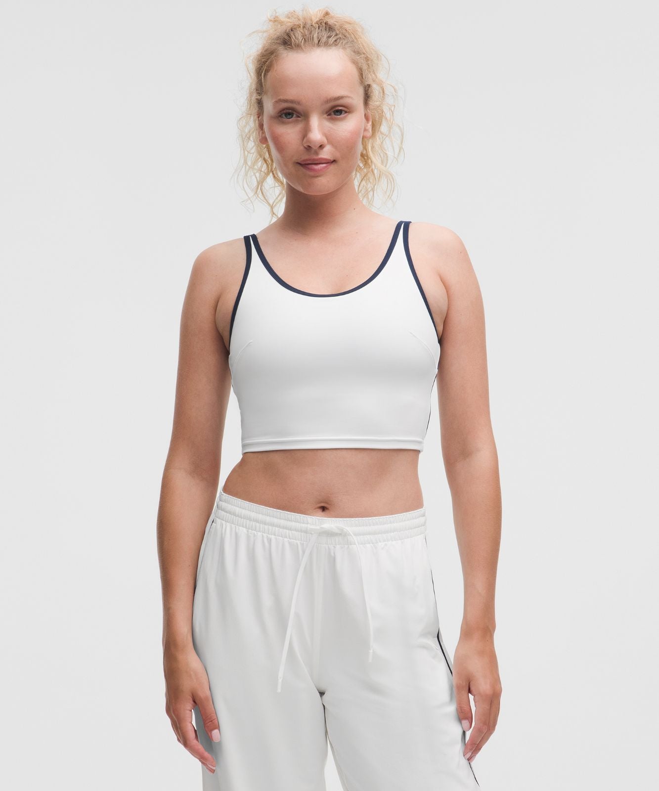 Scoop-Neck Cutout Tennis Tank Top *Medium Support, B/C Cup White/Club Blue