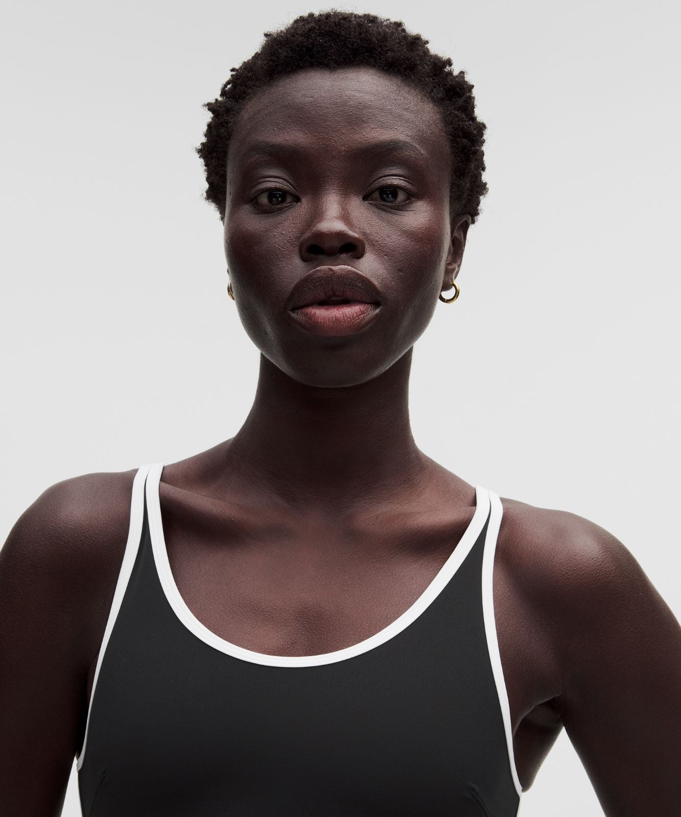 Scoop-Neck Cutout Tennis Dress Black/White