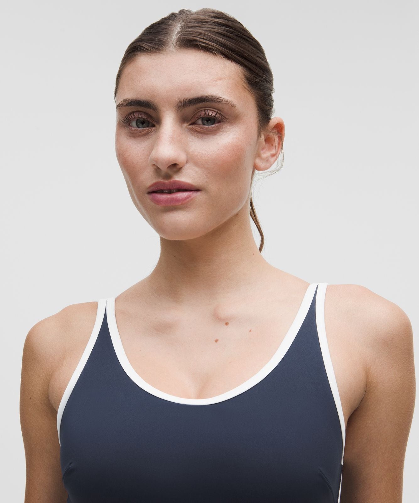 Scoop-Neck Cutout Tennis Dress Club Blue/White