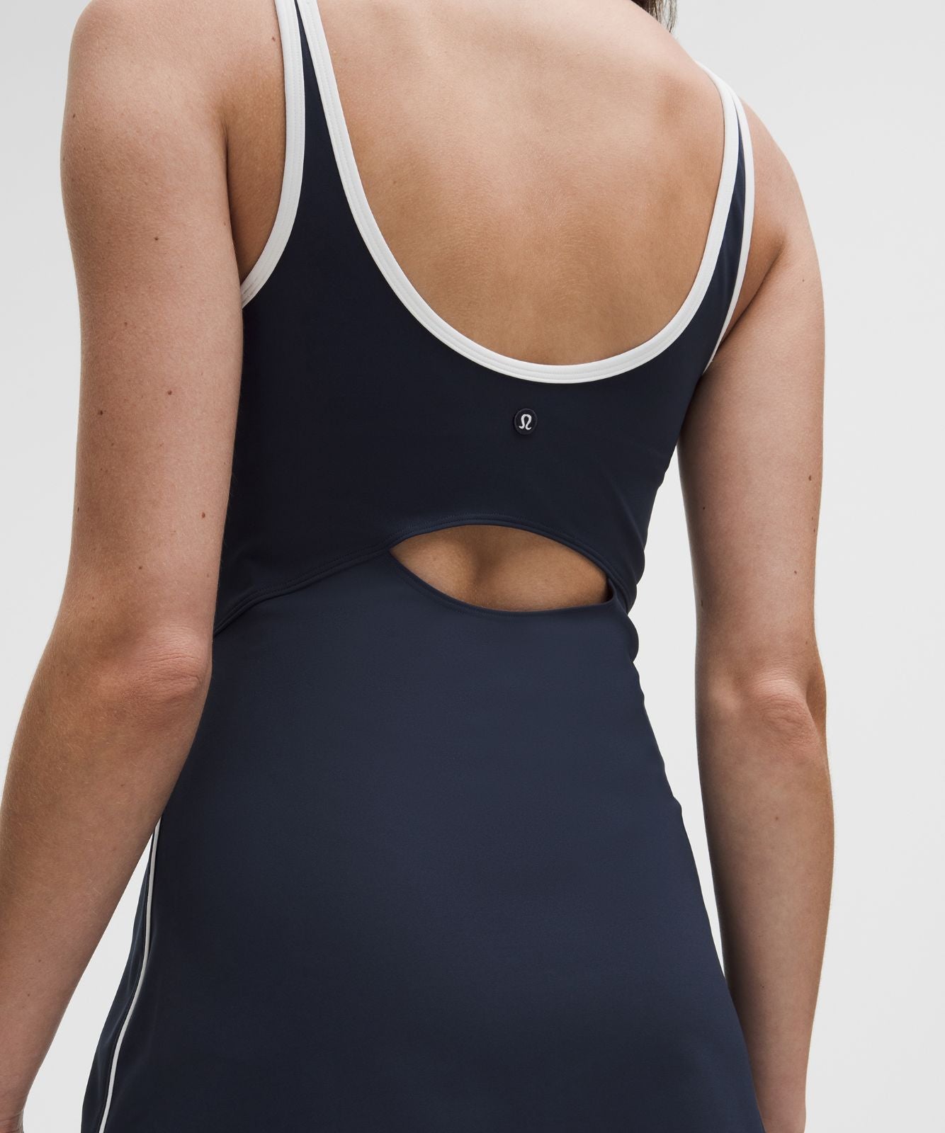 Scoop-Neck Cutout Tennis Dress Club Blue/White