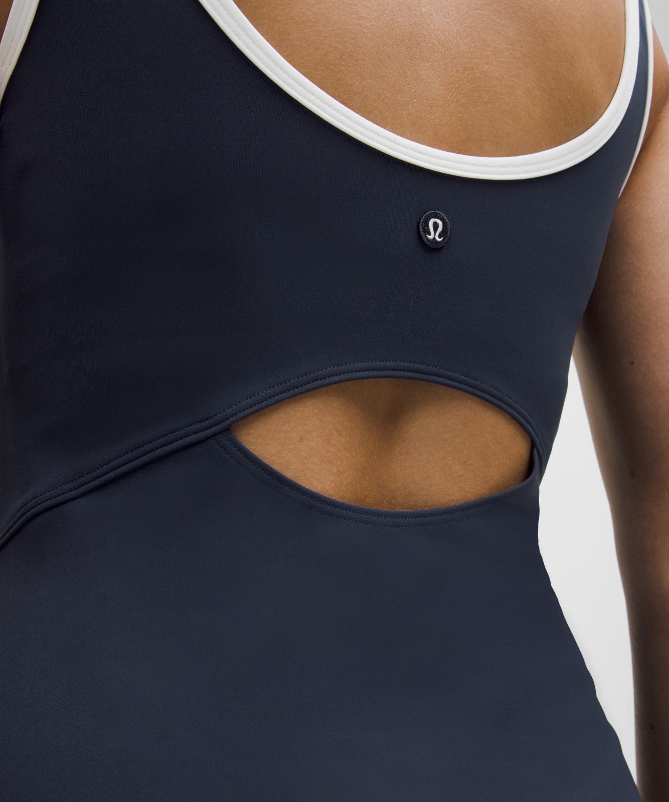 Scoop-Neck Cutout Tennis Dress Club Blue/White