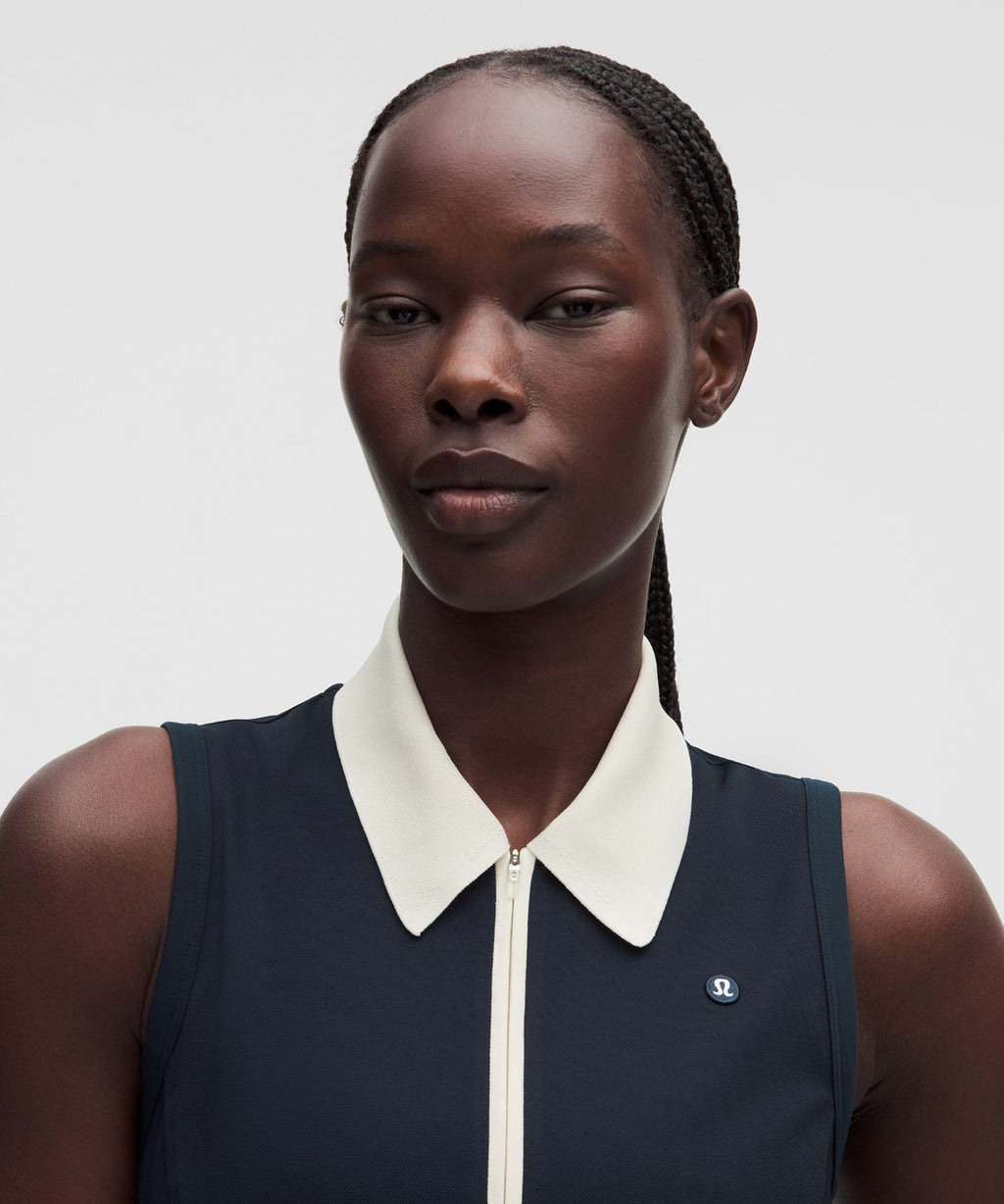 Sleeveless Golf Polo Dress True Navy/Light Ivory