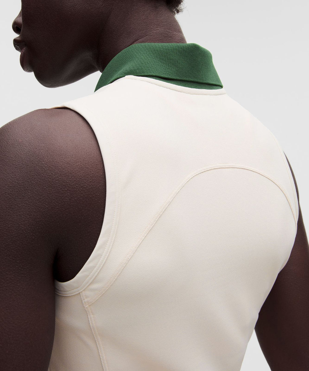 Sleeveless Golf Polo Dress Light Ivory/Ivy Grove