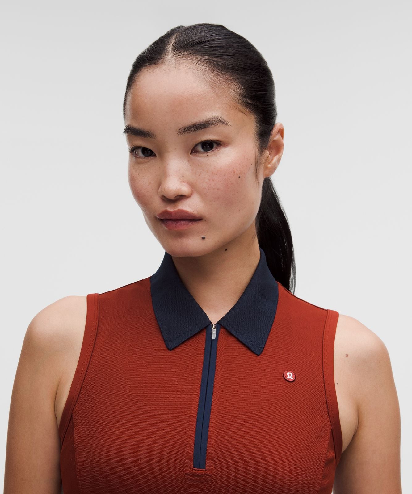 Sleeveless Golf Polo Dress Cranberry Charm/True Navy