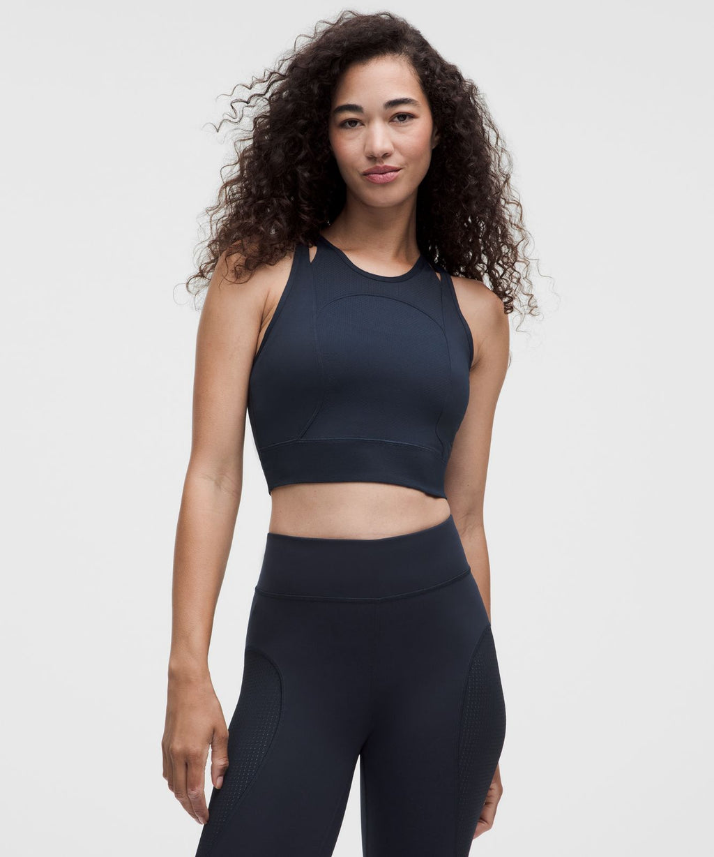 Mesh Cut-Out Cropped Tank Top *SLNSH Collection True Navy