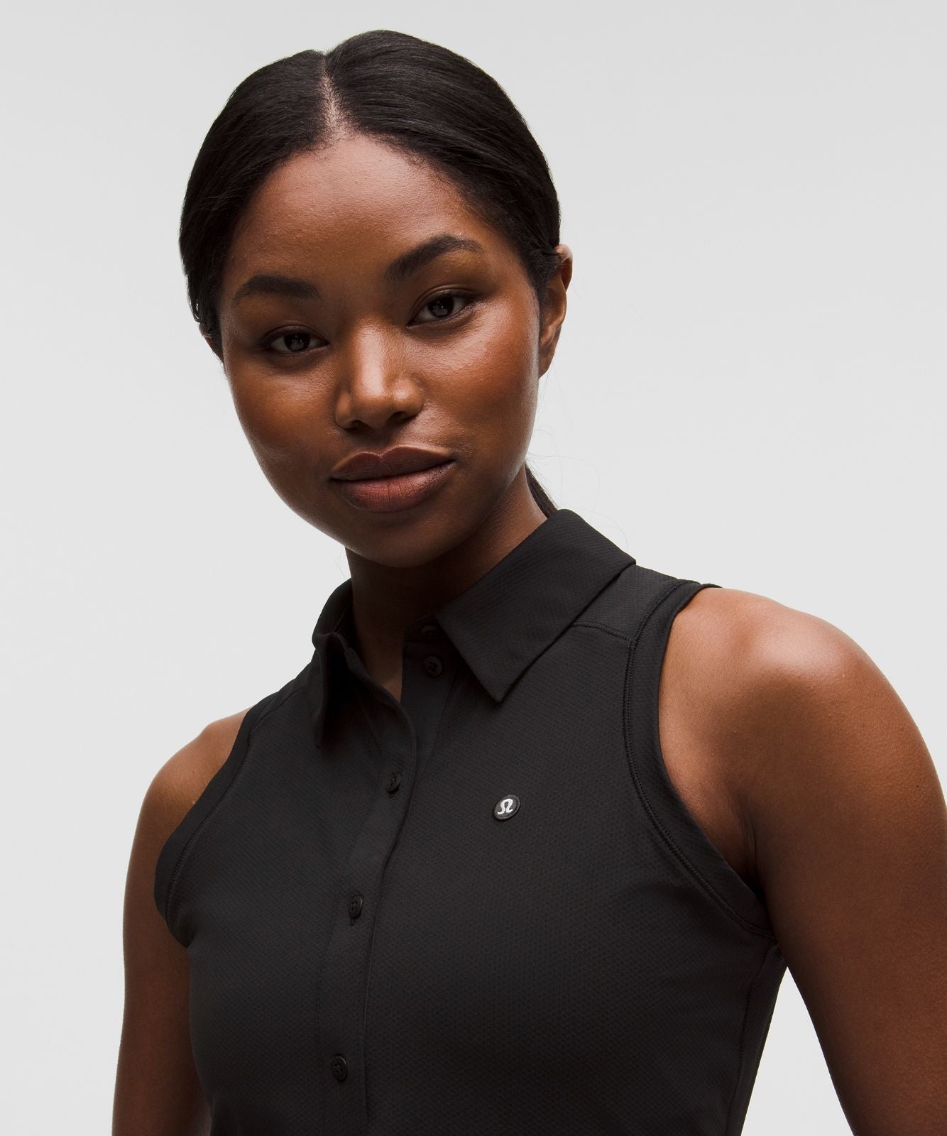 Quick-Dry Sleeveless Polo Shirt Straight Hem *Logo Black