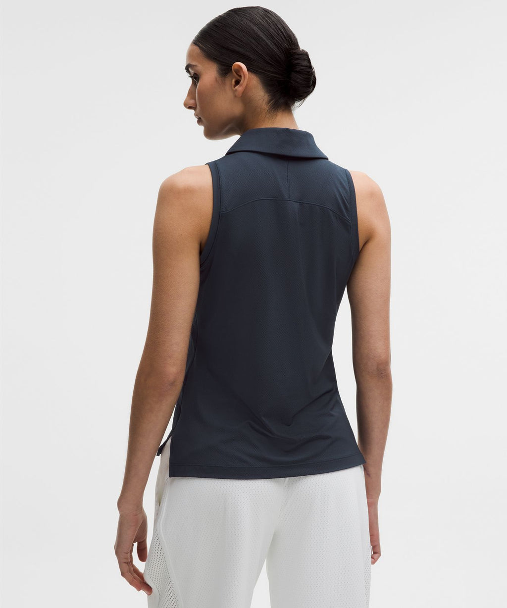 Quick-Dry Sleeveless Polo Shirt Straight Hem *Logo True Navy