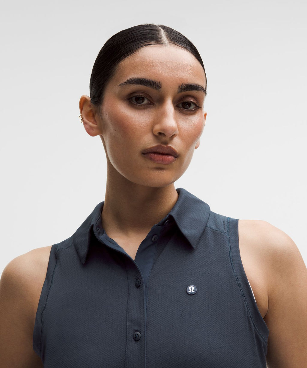 Quick-Dry Sleeveless Polo Shirt Straight Hem *Logo True Navy
