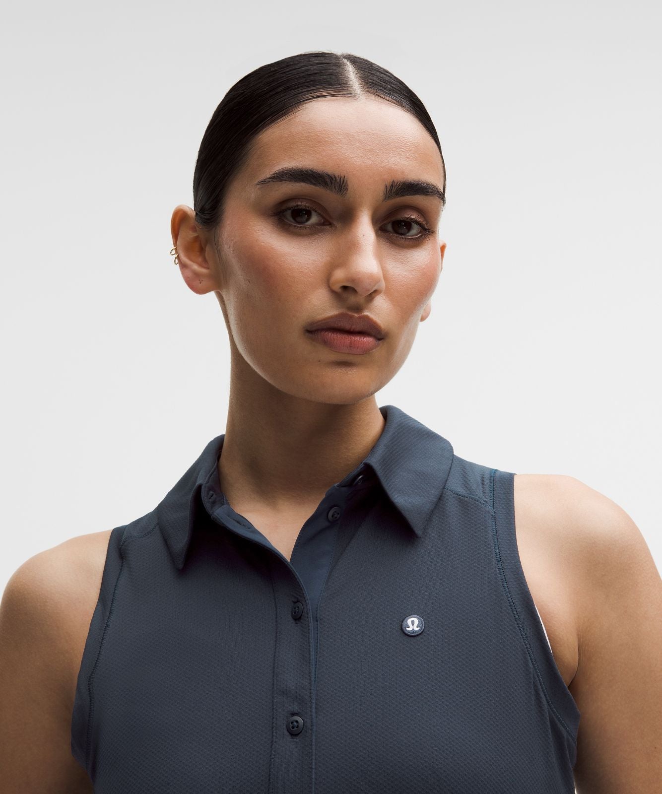 Quick-Dry Sleeveless Polo Shirt Straight Hem *Logo True Navy