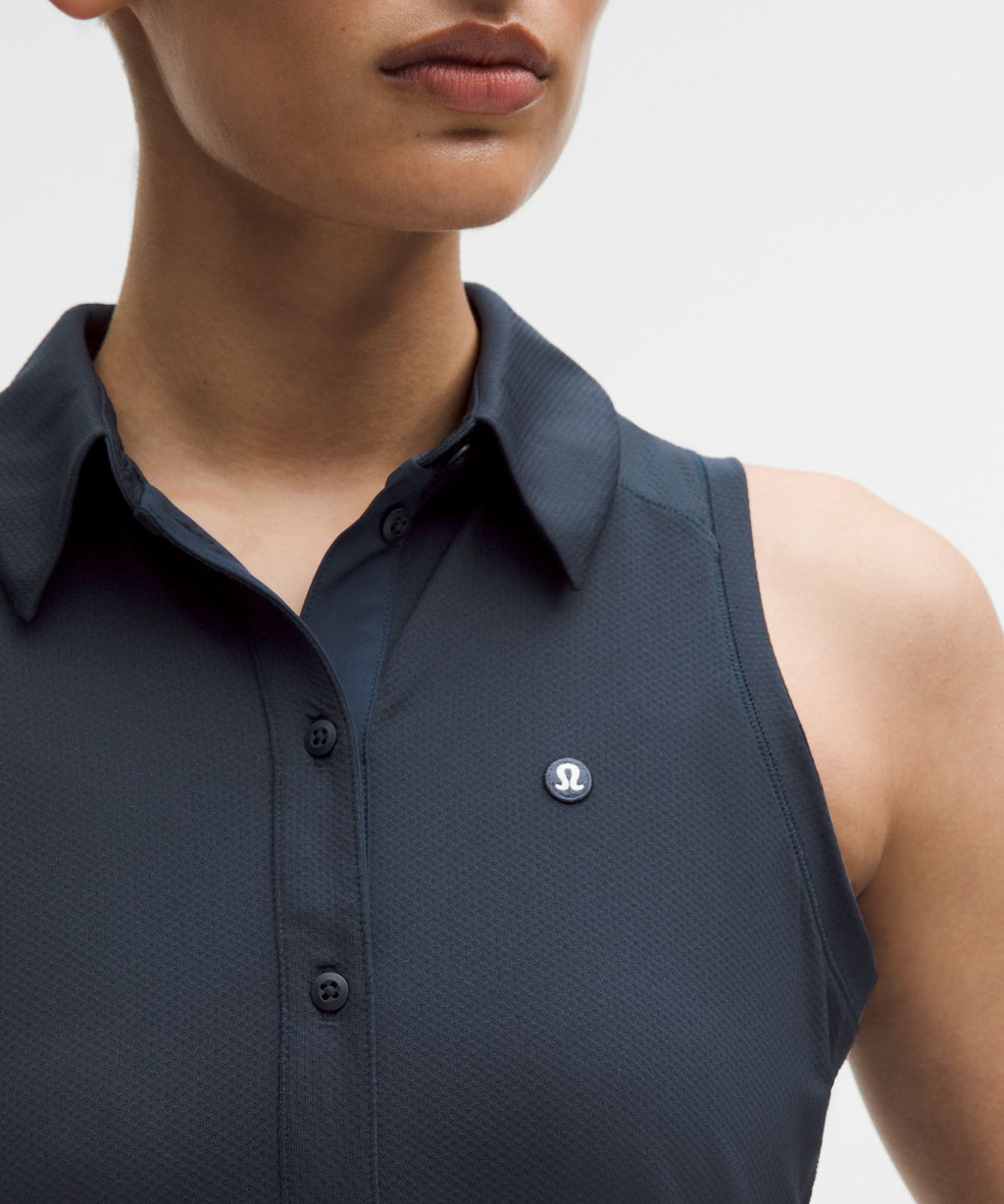 Quick-Dry Sleeveless Polo Shirt Straight Hem *Logo True Navy