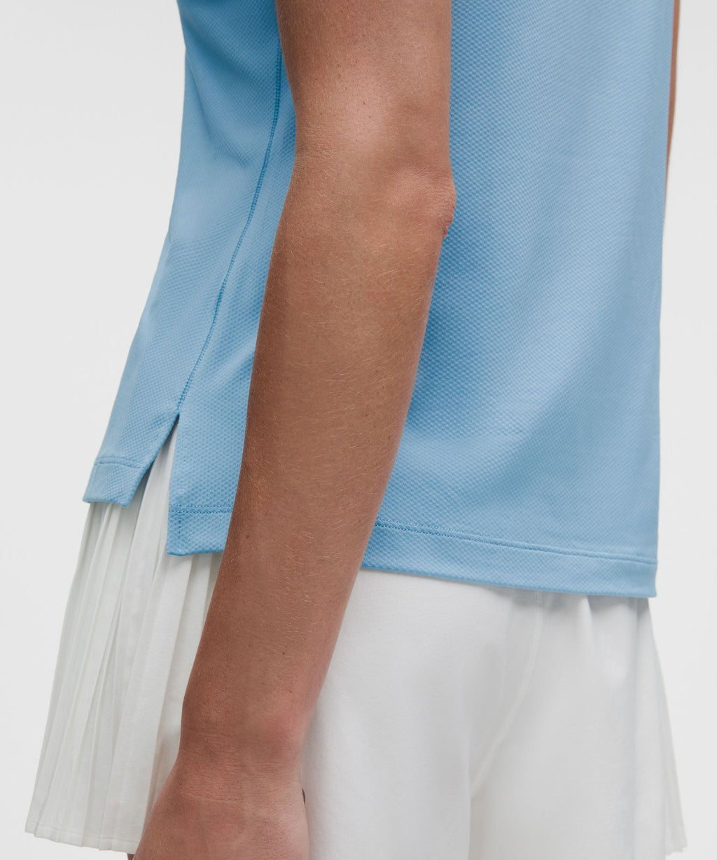 Quick-Dry Sleeveless Polo Shirt Straight Hem *Logo Dreamy Blue