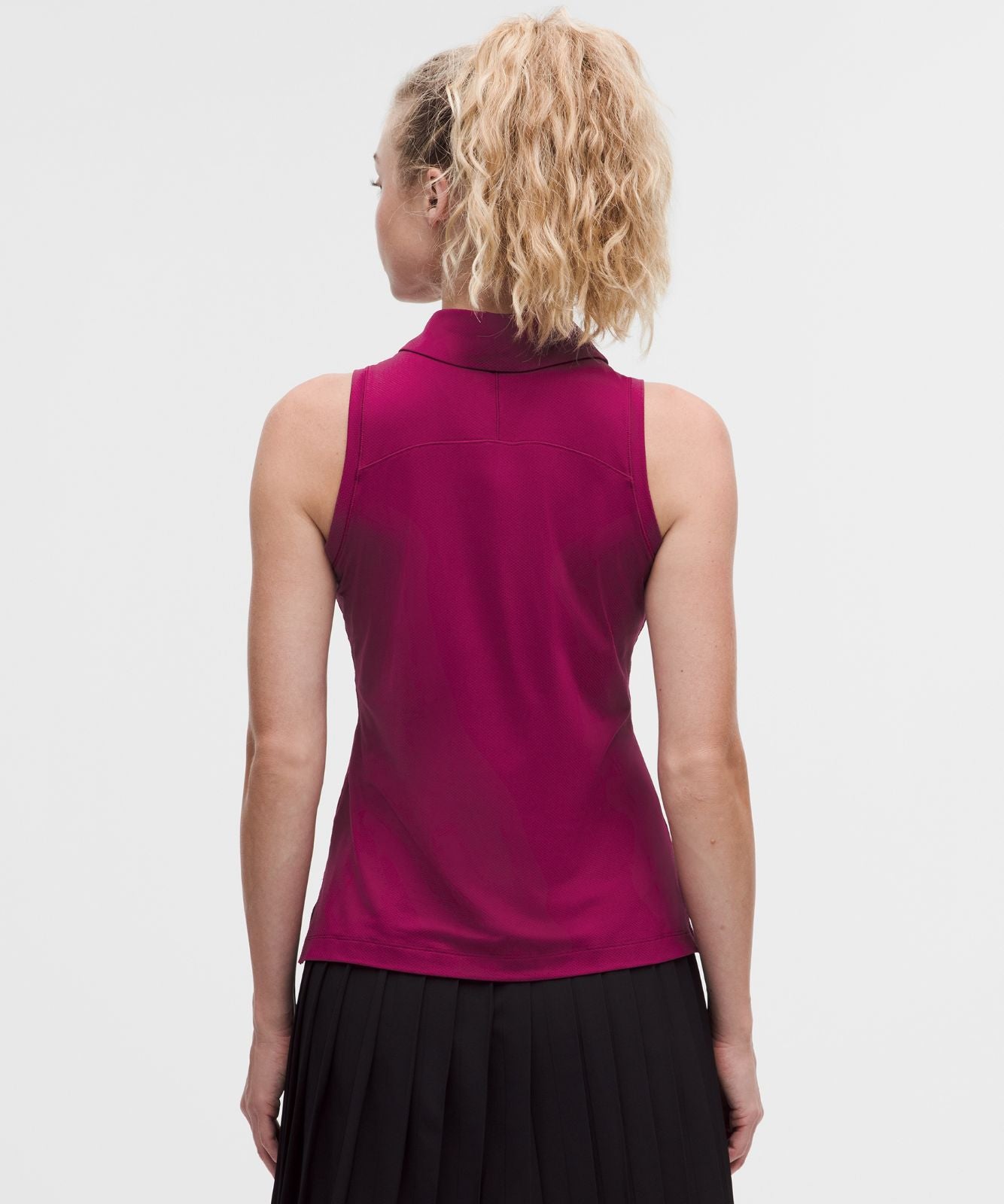 Quick-Dry Sleeveless Polo Shirt Straight Hem *Logo Raspberry Rave