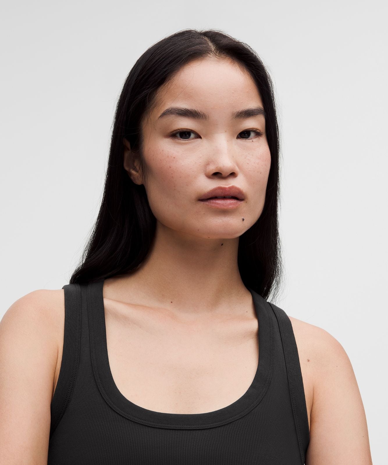 Little Ribbed Scoop-Neck Tank Top Black