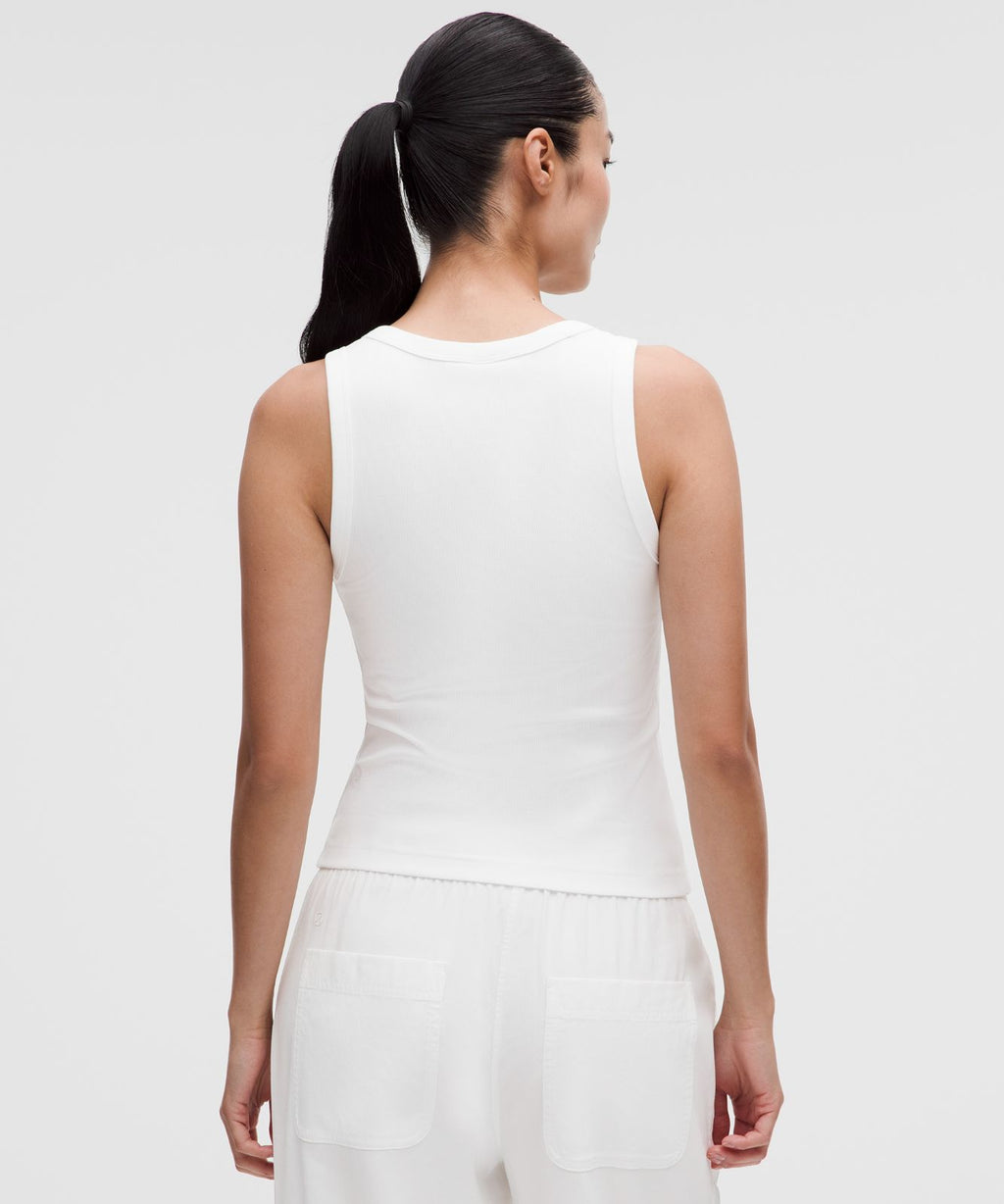 Little Ribbed Scoop-Neck Tank Top White