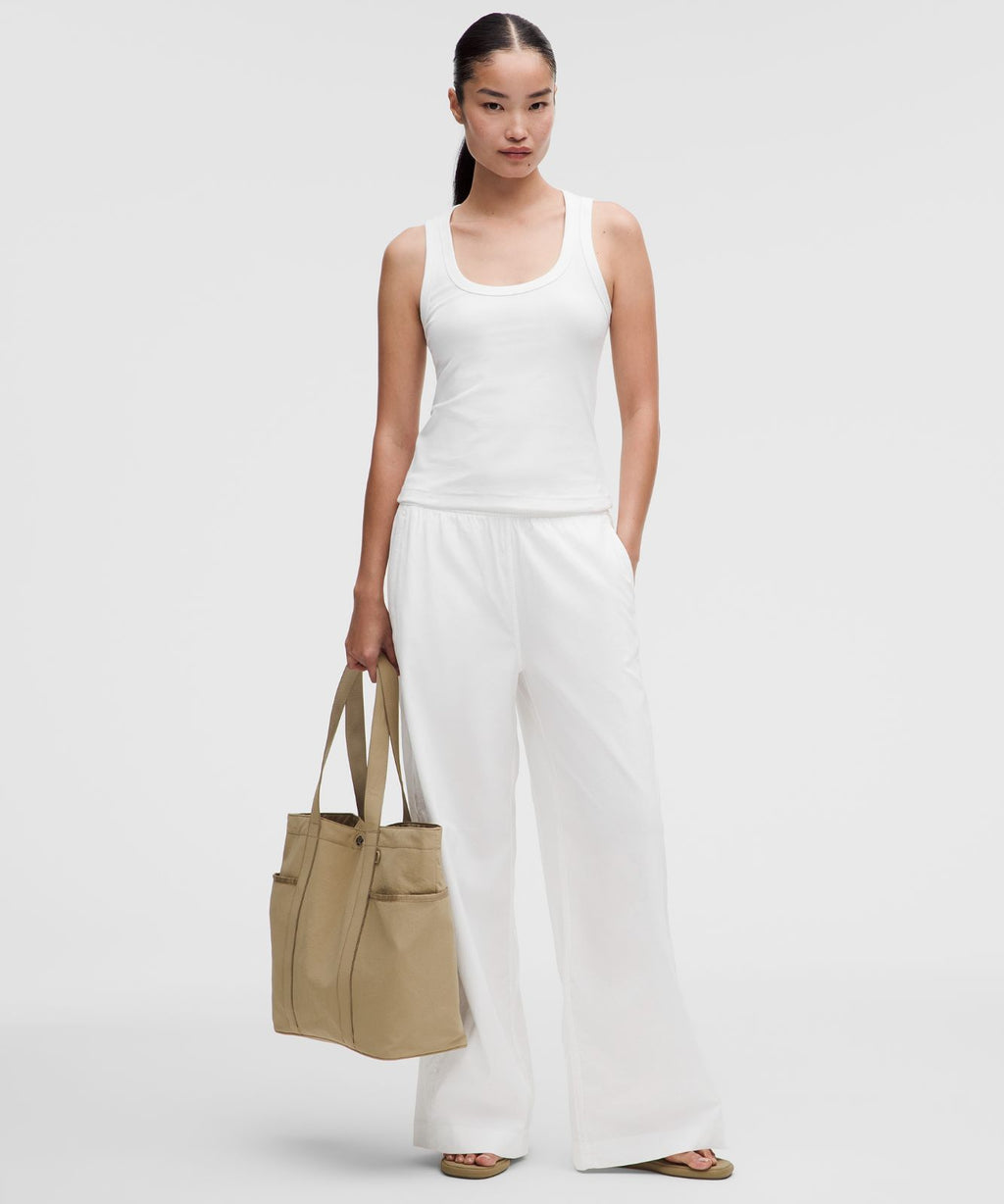 Little Ribbed Scoop-Neck Tank Top White