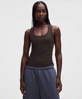 Little Ribbed Scoop-Neck Tank Top Mahogany Muse