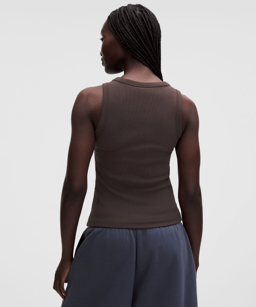 Little Ribbed Scoop-Neck Tank Top Mahogany Muse