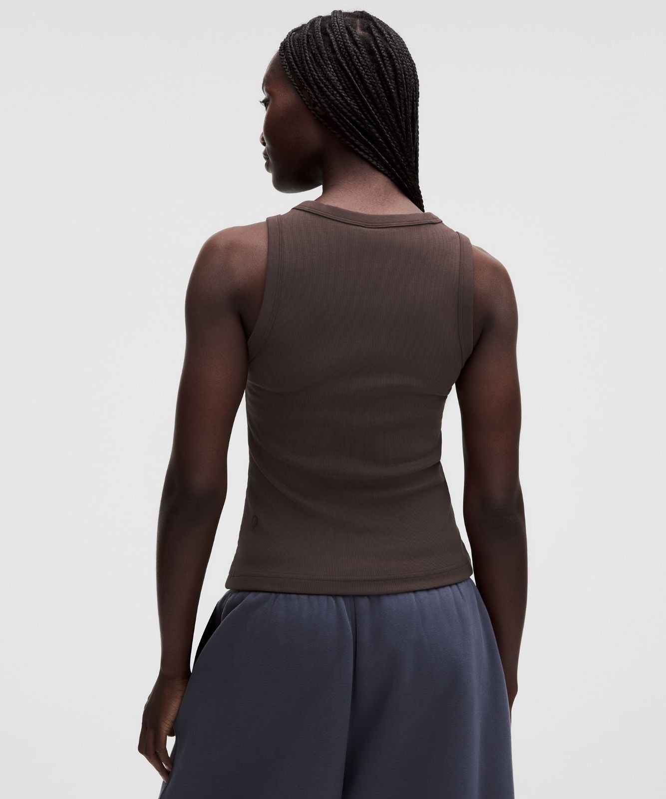 Little Ribbed Scoop-Neck Tank Top Mahogany Muse