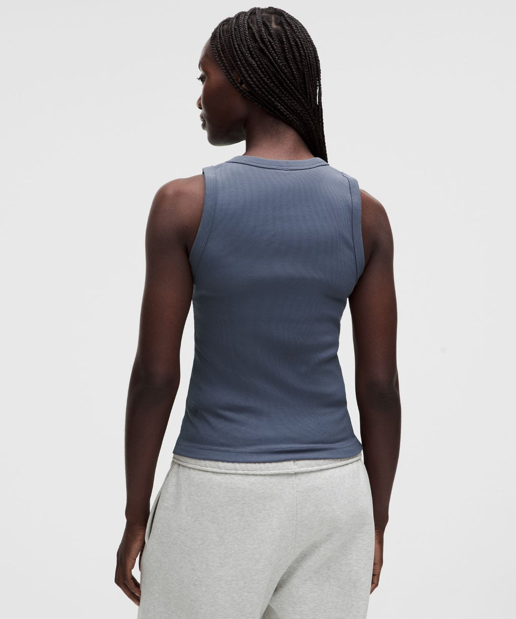 Little Ribbed Scoop-Neck Tank Top Dusty Diamond