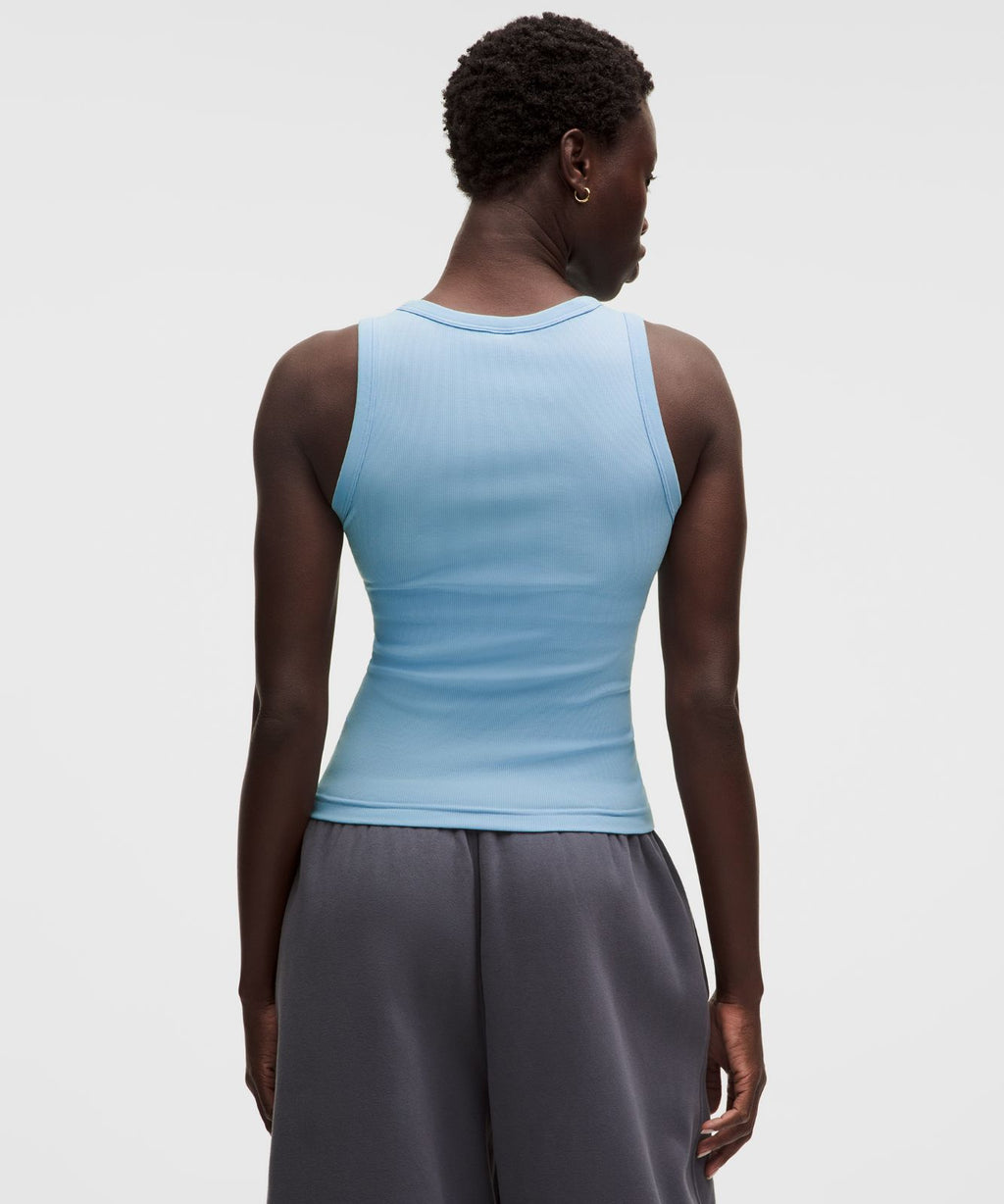 Little Ribbed Scoop-Neck Tank Top Dreamy Blue