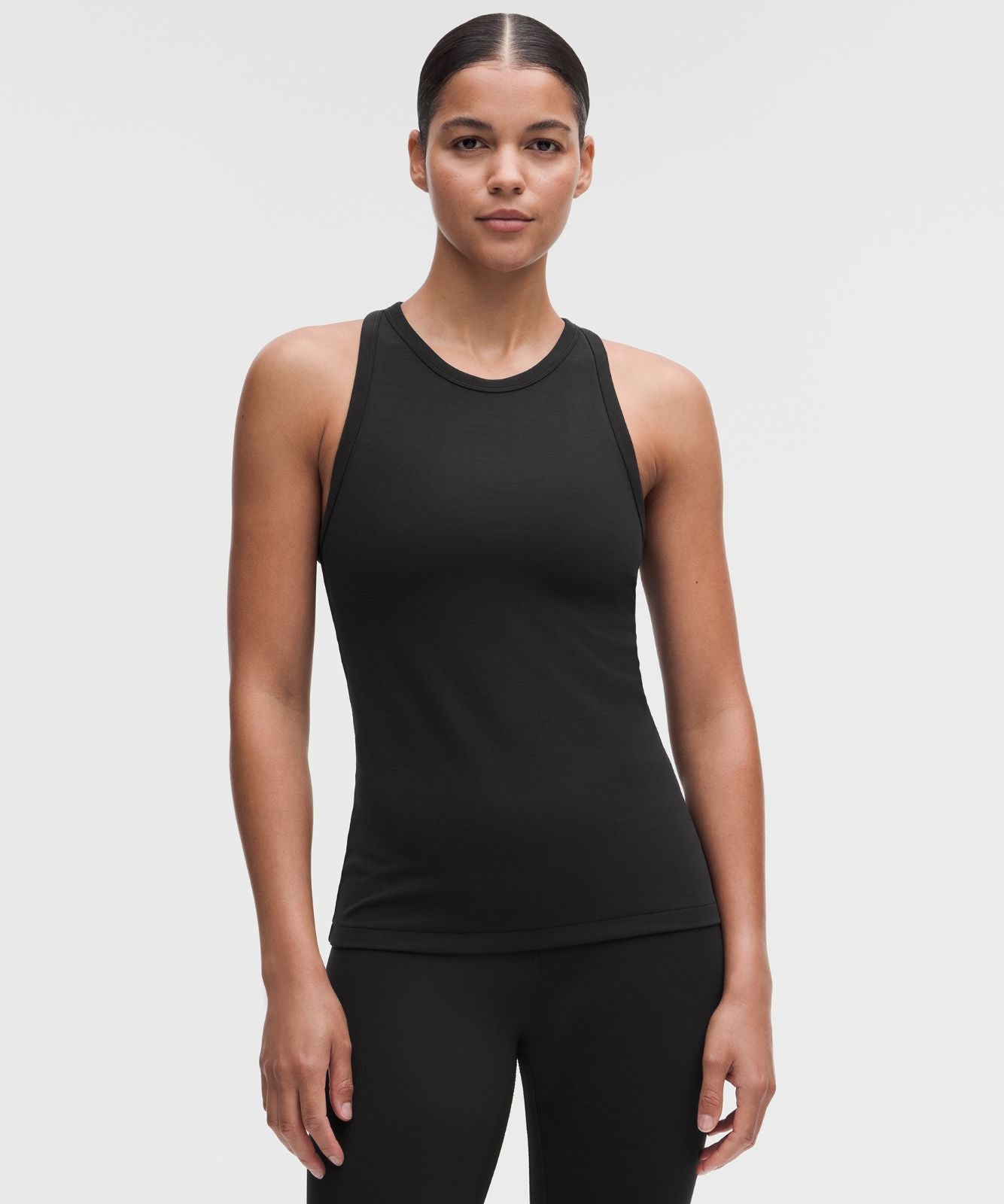 Tech Rib High-Neck Tank Top Black
