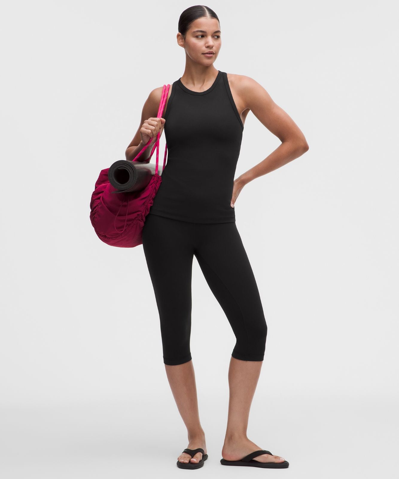 Tech Rib High-Neck Tank Top Black