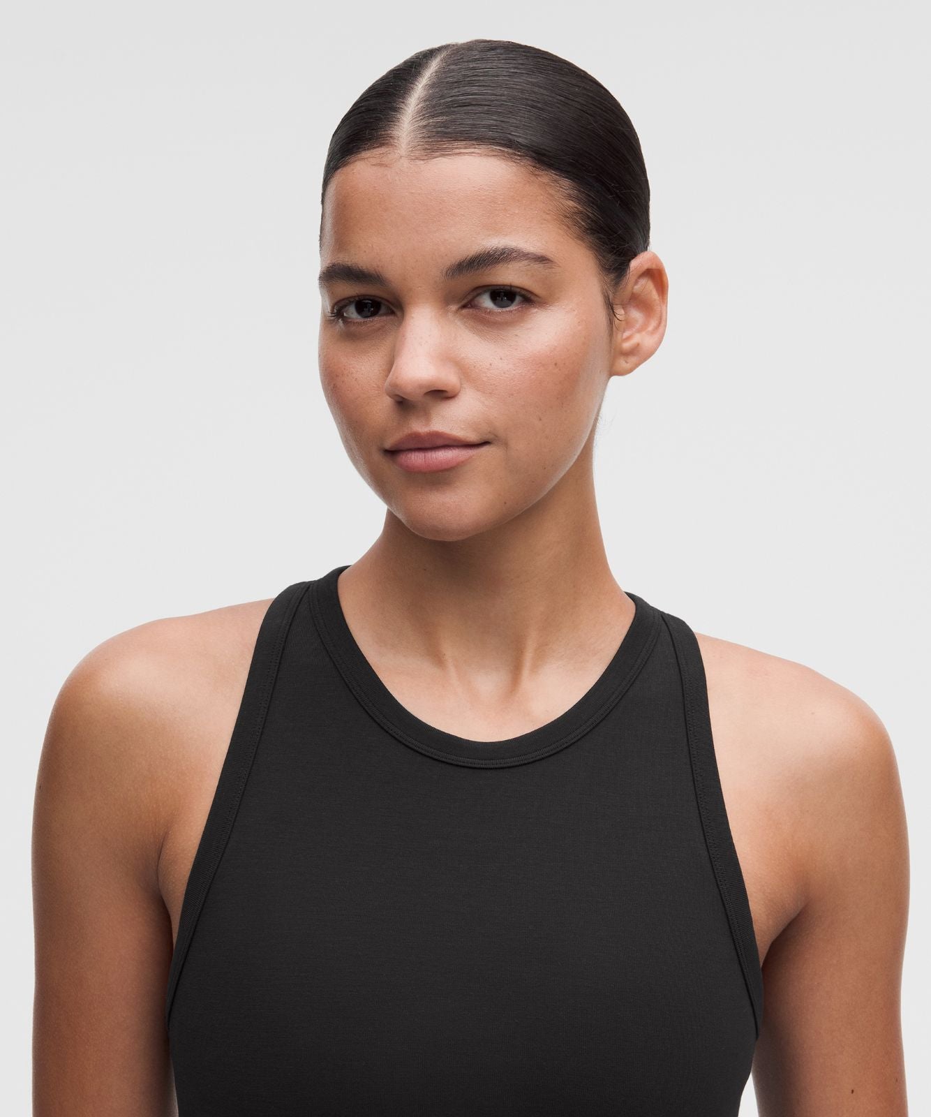 Tech Rib High-Neck Tank Top Black