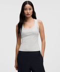 Little Ribbed Scoop-Neck Tank Top Heathered Core Ultra Light Grey