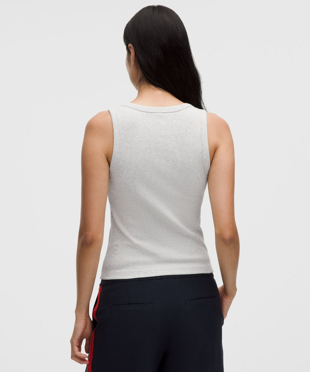 Little Ribbed Scoop-Neck Tank Top Heathered Core Ultra Light Grey