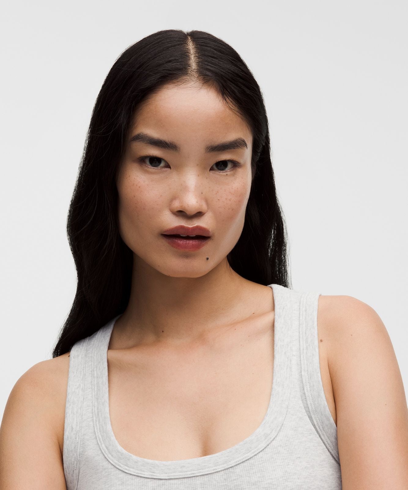 Little Ribbed Scoop-Neck Tank Top Heathered Core Ultra Light Grey