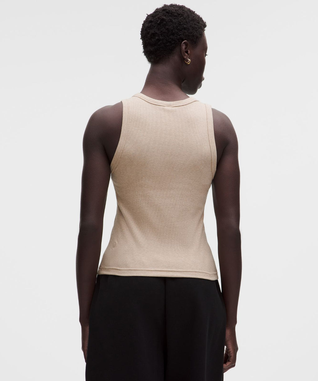 Little Ribbed Scoop-Neck Tank Top Heathered Rumble Crumble