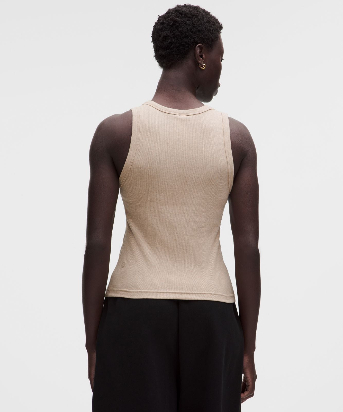 Little Ribbed Scoop-Neck Tank Top Heathered Rumble Crumble
