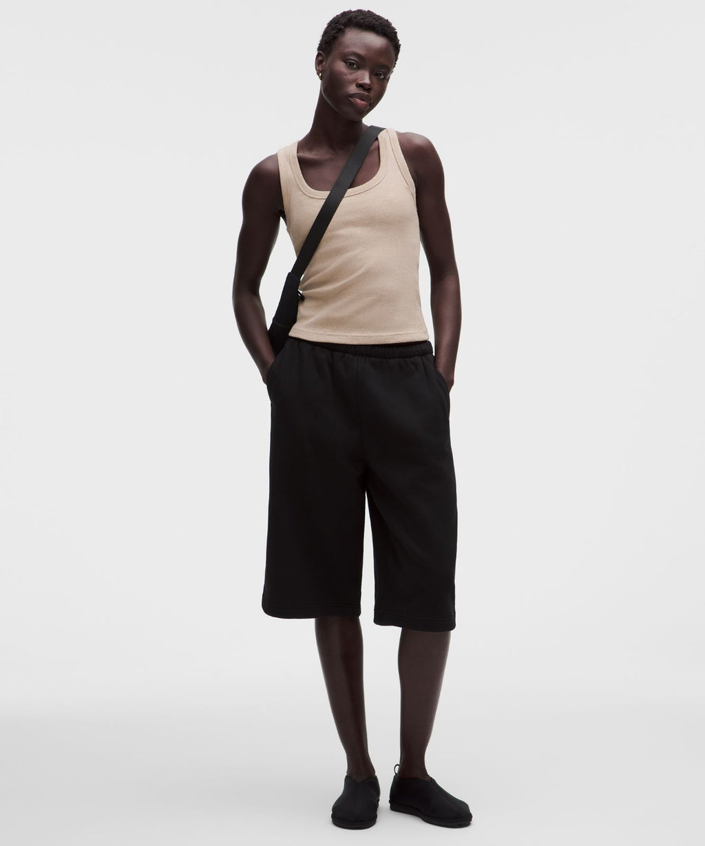 Little Ribbed Scoop-Neck Tank Top Heathered Rumble Crumble