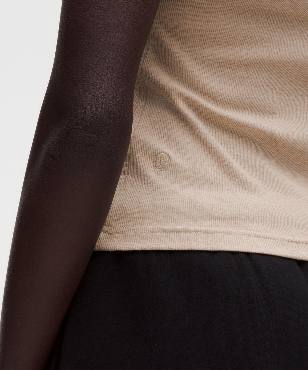 Little Ribbed Scoop-Neck Tank Top Heathered Rumble Crumble
