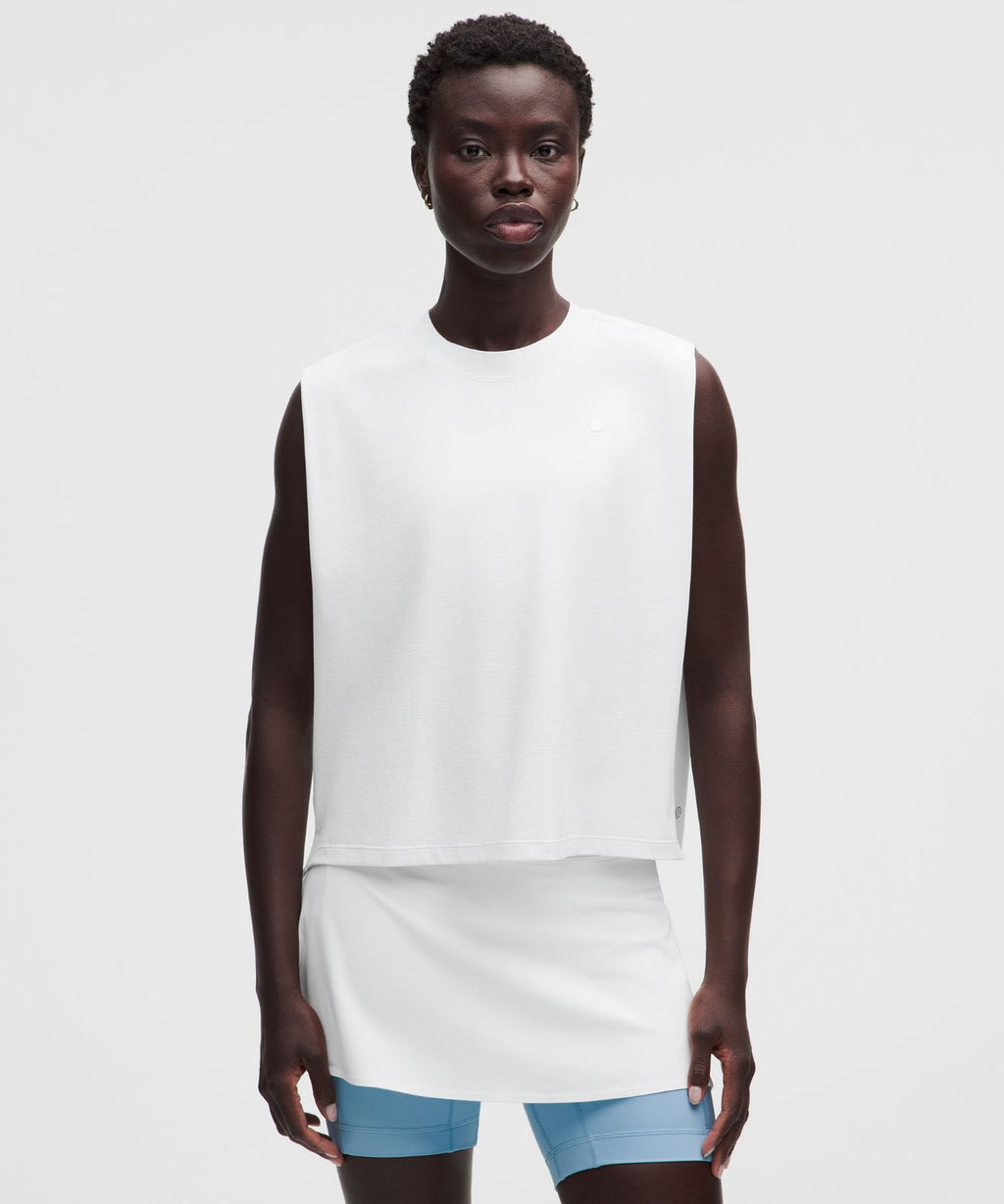 Relaxed-Fit Muscle Tank Top *Trim White/White
