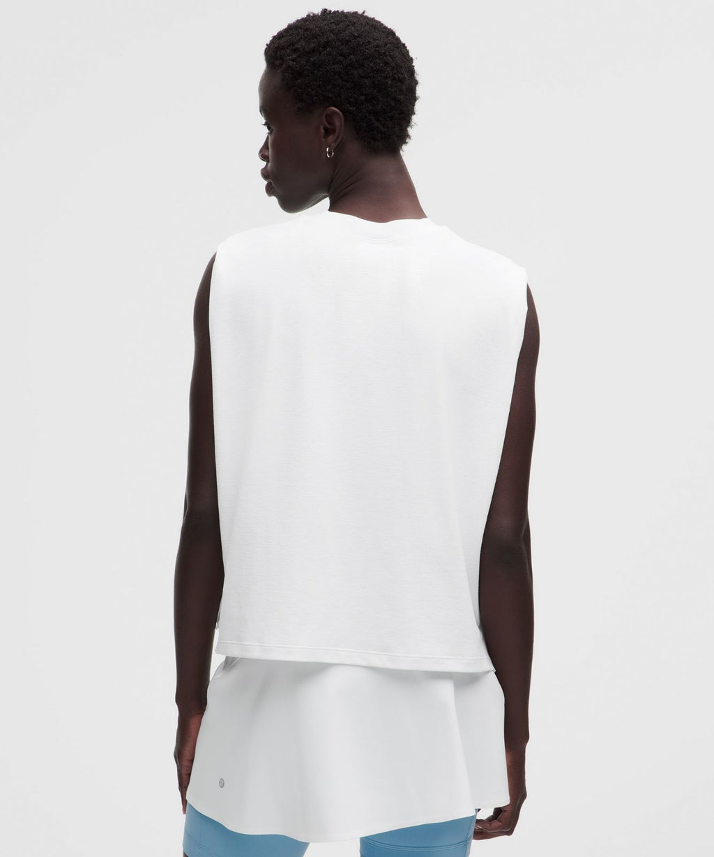 Relaxed-Fit Muscle Tank Top *Trim White/White