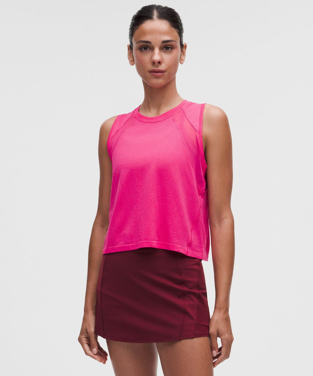 Seamless Mesh-Panelled Tank Top Flamingo Fun Tone
