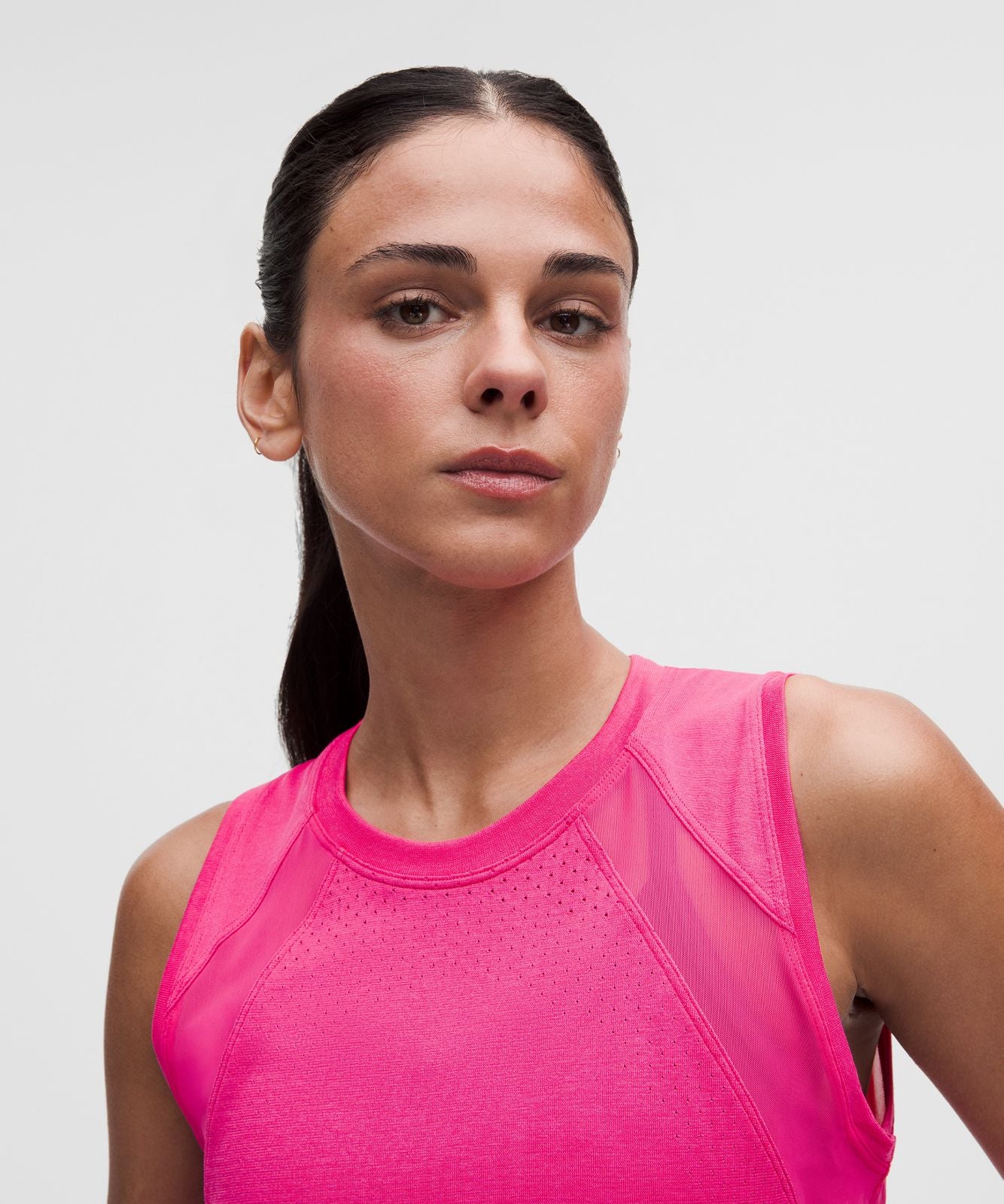 Seamless Mesh-Panelled Tank Top Flamingo Fun Tone